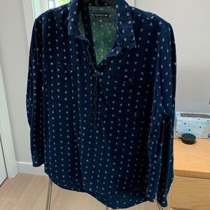 Toad&Co 3/4 button down navy top M